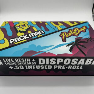 PACKMAN X PARTYBOYZ 3G DISPOSABLE + 0.5G INFUSED PRE-ROLL LIVE RESIN LIQUID DIAMONDS