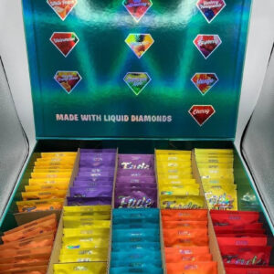 Fade Challenge Fast Acting Gummies 500mg THC counter display box with Sativa Hybrid and Indica individual pouches